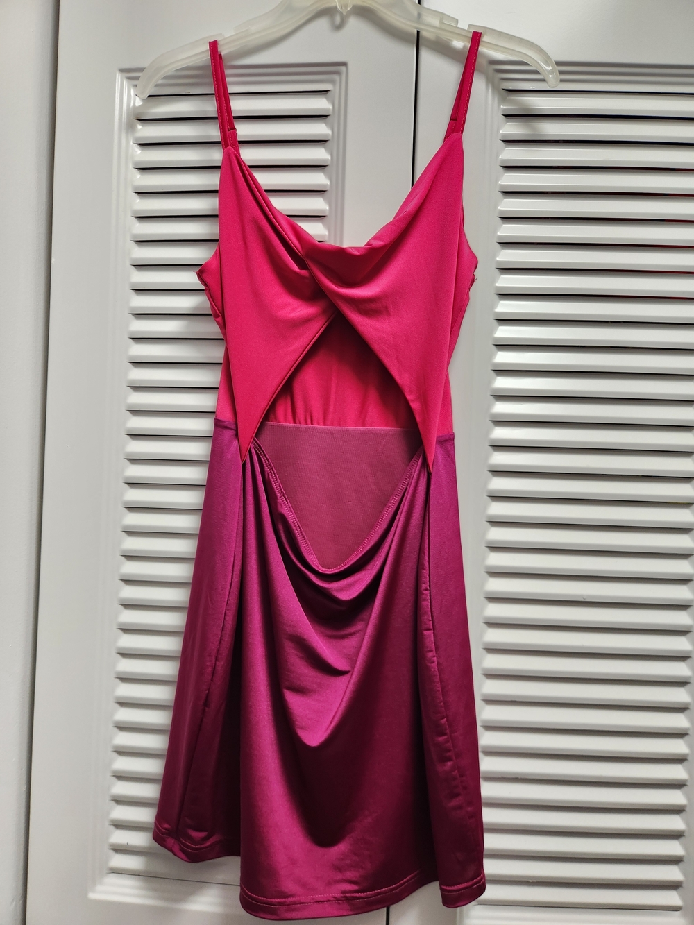 SHEIN Hot Pink Open-Back Drape Mini Dress